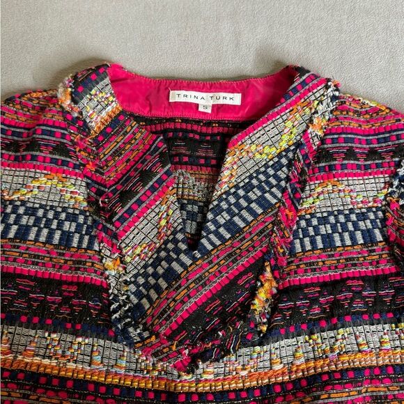 Trina Turk Cap-Sleeve Tweed Box Top Size S women’s - Picture 9 of 16